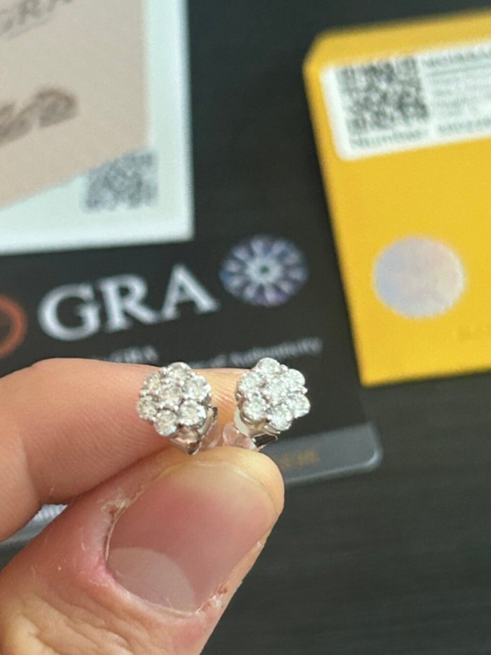 Moissanite Cluster Stud Earrings Silver Unisex 7.5mm GRA VVS1